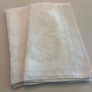 VINTAGE SET/2 PURE IRISH LINEN DAMASK NAPKINS 22"x22" Made In Ireland Preowned